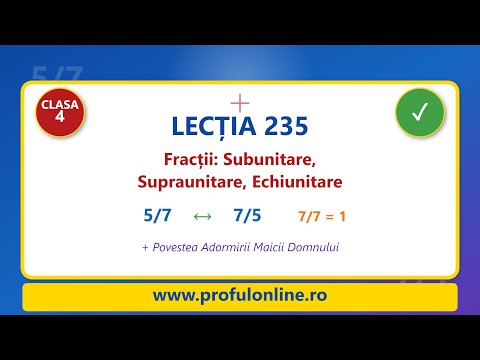 Lecția 235: Fracții Subunitare, Supraunitare și Echiunitare - Povestea Adormirii Maicii Domnului